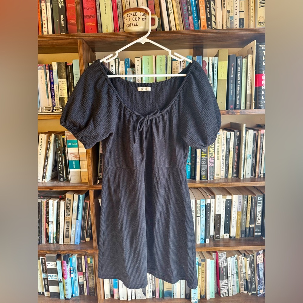 Madewell Black Puff Sleeve Mini Dress size M